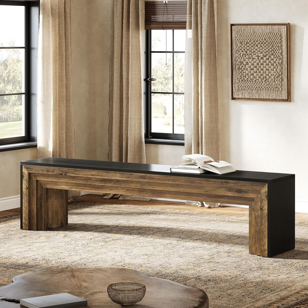 Tribesigns 71" Extra Long Rustic Entryway Bench, Modern Farmhouse Shoe B...