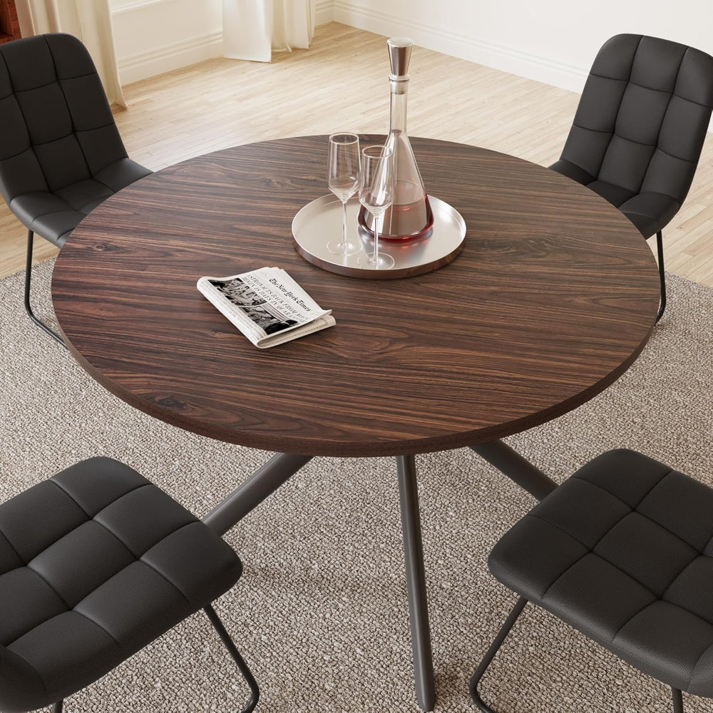 HIPIHOM 45.3 Inch Round Dining Table Set for 4, Mid Century Modern MDF Coffee...