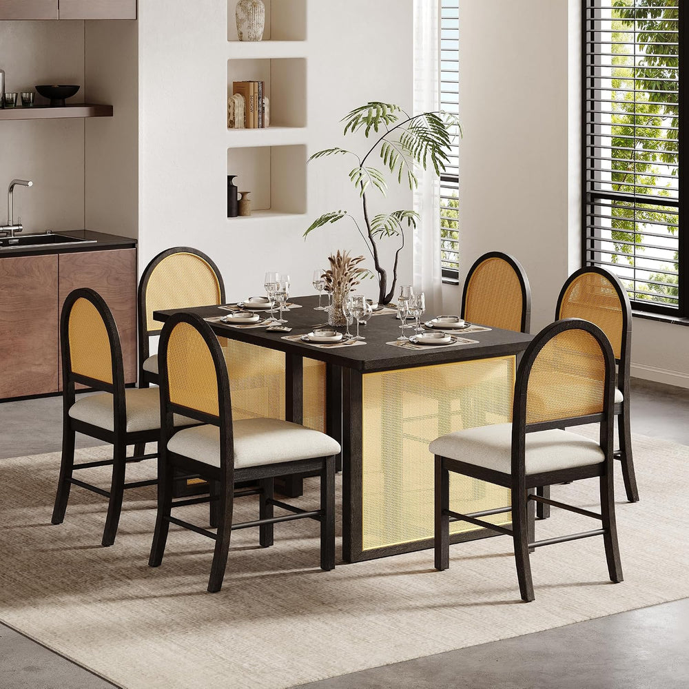 LUMISOL 7-Piece Dining Table Set with 6 Chairs, Rectangular Kitchen Table Set...