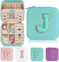 Parima Travel Jewelry Box for Girls Women, Jewelry Organizer Box | Personalized Jewelry Boxes for Women Girls Jewelry Box | Necklace Earrings Ring Box - Letter J, Aqua Blue