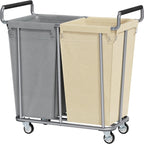 Large laundry hamper with Wheels, 2 Bag 360L Big Rolling Laundry Basket Sorter Cart, Extra Large Laundry Clothes Hamper, Heavy Duty Laundry Basket Organizer for Laundry Room,Bathroom