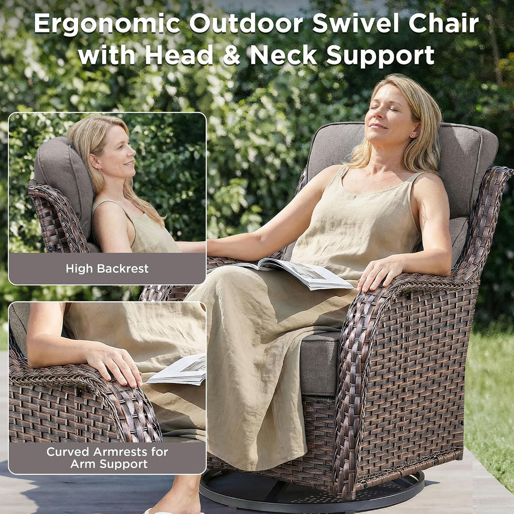 Luxury Patio Furniture Set with Fire Pit Table-6 Pieces All Weather Outdoor S...