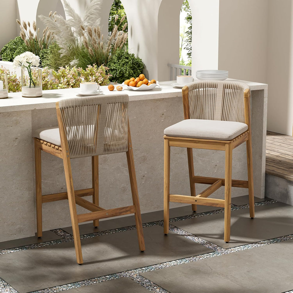 Christopher Knight Home Cuz Patio Barstool Set of 2, Outdoor Counter Height S...