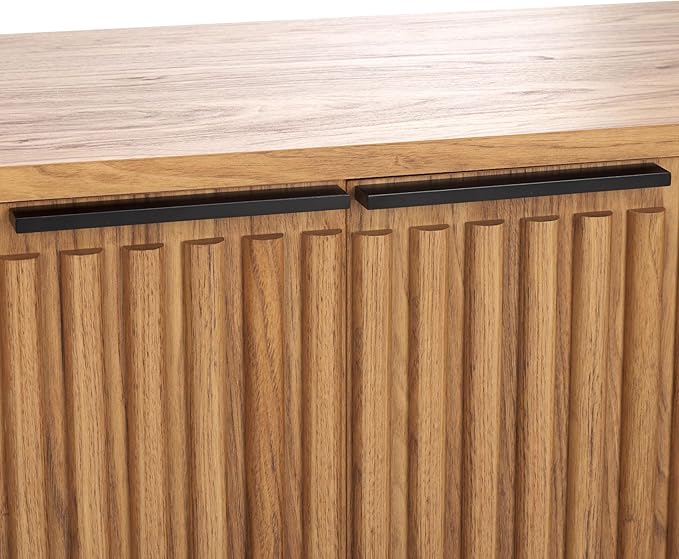 SAFAVIEH Lylia TV Stand for up to 65" Flatscreen – Black & Oak Brown, 4 Doors with Interior Storage, Entertainment Media Console Cabinet (MED9623D)