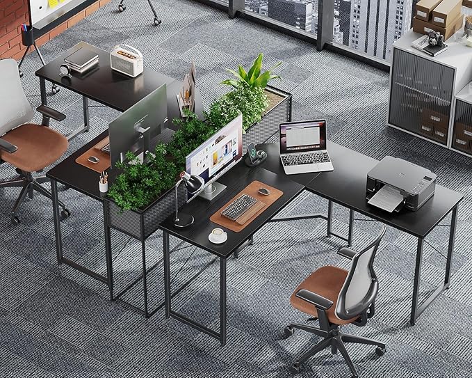 Casaottima 47 inch L Shaped Gaming Desk, Corner Desk Gaming Table for Home Office, Computer Desk Sturdy Writing Workstation for Small Space, Easy to Assemble, Black