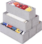 MURRI&MURRDI Mini Foldable Clothes Drawer Organizer 6 Pcs, Narrow Fabric Drawer Organizer for Nursery, Small Dresser Storage Bins for Clothing Sock Underwear Bra Belt Tie Scarves, Gray