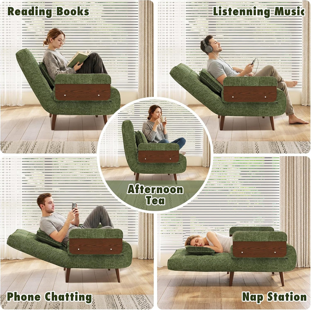 JASIWAY 28" Mid-Century Convertible Sofa Chair Bed Sleeper for Adult, Futon