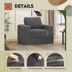 WLIVE Compact Bean Bag Chair, Single Foam Couch Chair, for Dorm Bedroom Kids Playroom, Teen Adult, Gray