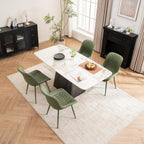 YOUNIKE Dining Chairs Set of 2 Kitchen & Dining Room Chairs Modern Green | Faux leather waterproof, comfortable accent side chairs with upholstered back and metal legs, easy to clean assemble; 300lb