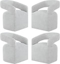 Upholstered Dining Chairs with Casters, Modern Barrel Side Armchair with Rollers for Dining Room, Bedroom, Kitchen, Reading Room, Light Gary, Set of 4