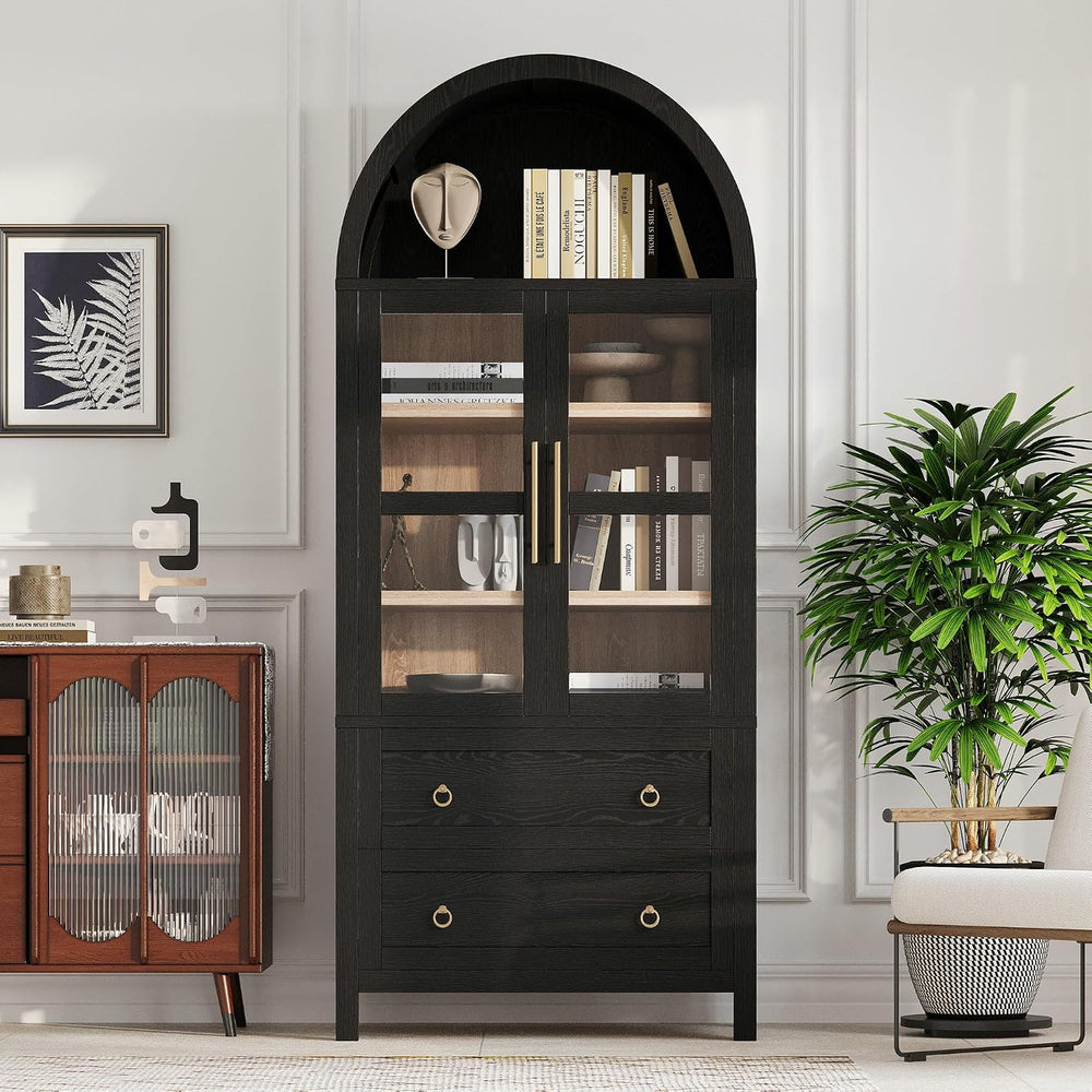 LUMISOL Tall Kitchen Pantry Cabinet with 2 Large Drawers, 71" Arched Sto...