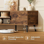SUPERJARE TV Stand for 55, 65 Inch TV, 63 Inch Entertainment Center with Adjustable Shelf, 2 Cabinets, TV Console Table, Media Console, Solid Wood Feet, 4 Cord Holes, for Living Room, Rustic Brown