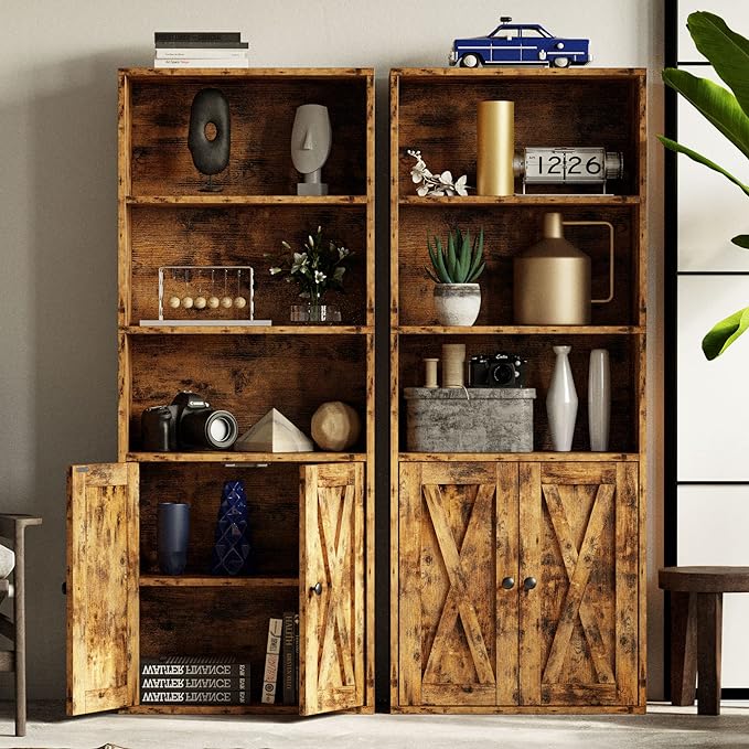 IRONCK Industrial Bookshelves and Bookcases with Doors 11.8 in Depth Floor St...