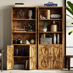 IRONCK Industrial Bookshelves and Bookcases with Doors 11.8 in Depth Floor Standing 5 Shelf Display Storage Shelves Bookcase Home Decor Furniture for Home, Office, Living Room, Bedroom
