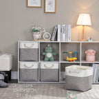 Mangata Fabric Storage Basket, Canvas Cube Storage Boxes 11.8 x 11.8 inch for Cupboards, Shelves, Closet, Grey Whiteï¼ˆ30x30x30cm, 4 Packï¼‰