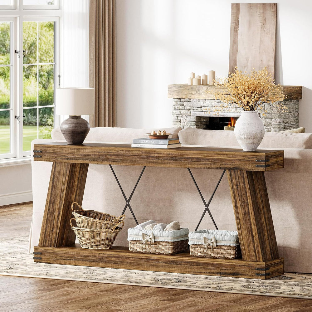 Tribesigns 70.9" Farmhouse Console Table, Long Sofa Table Behind Couch w...