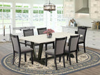 East West Furniture V627MZ650-7 7 Piece Dining Table Set Consist of a Rectangle Kitchen Table with V-Legs and 6 Dark Gotham Grey Linen Fabric Parson Chairs, 40x72 Inch, Multi-Color