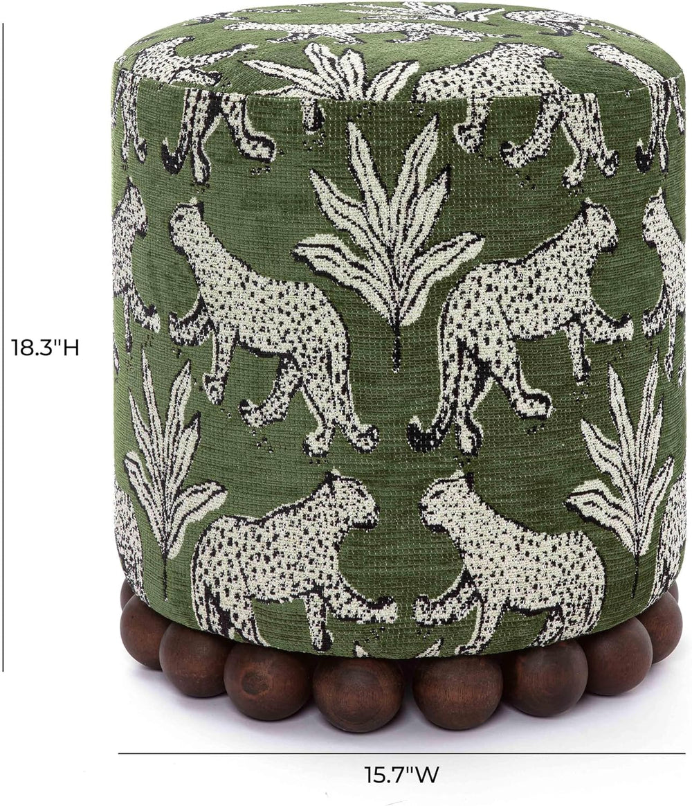 First of a Kind Ottoman Foot Rest - Olive Green Round Ottoman Stool with Soli...