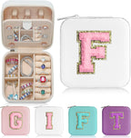 Parima Jewelry Box for Aunt Gifts from Niece Nephew, Birthday Gifts for Aunt Auntie - Unique Gifts for Aunt Auntie Travel Jewelry Case, Auntie Ever Gifts for Birthday Wedding - Letter F, White