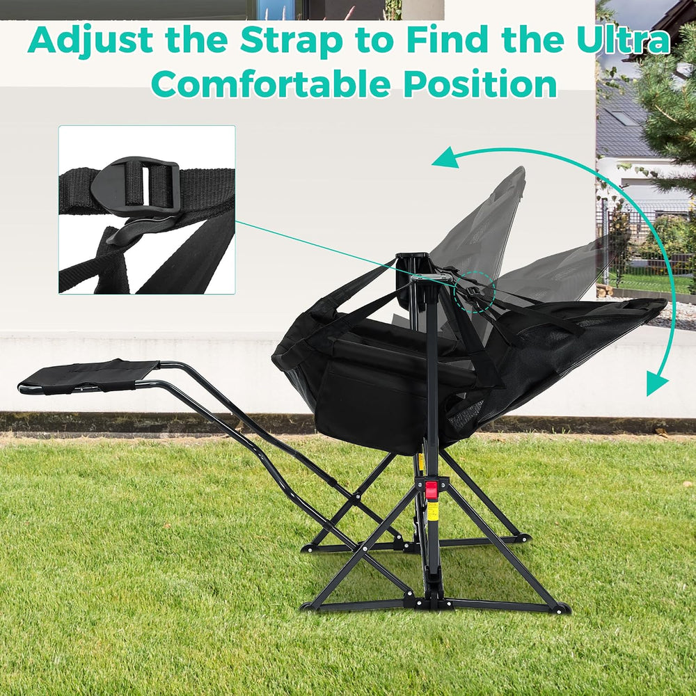 Hammock Camping Chair with Footrest, Foldable Portable Rocking Chairs for Adu...