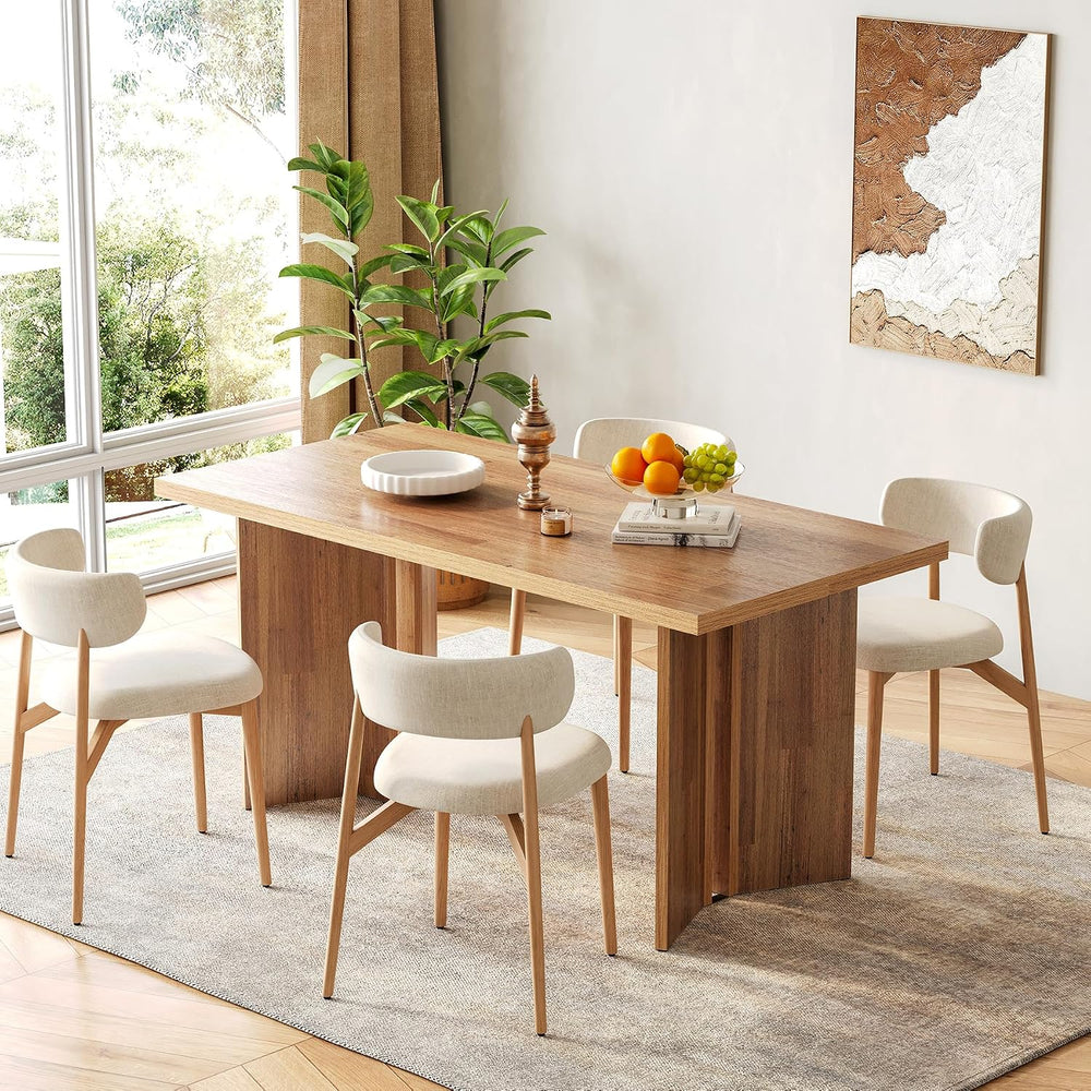 LITTLE TREE Wooden Dining Table Set for 6, 63-Inch Rectangle Kitchen Table, M...