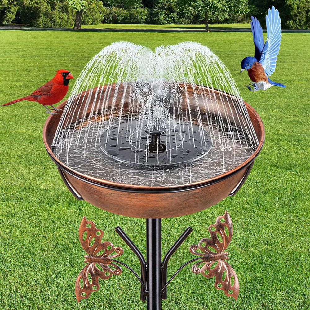 40In Metal Bird Bath for Outdoors,Removable 3" Deep 13" Dia Bowl He...