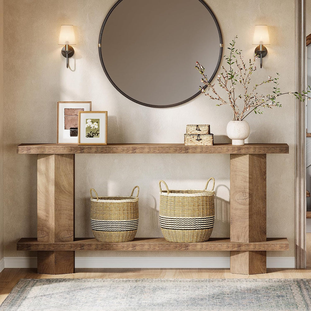 Tribesigns 71-Inch Long Console Table for Entryway, Wooden Sofa Table Behind ...