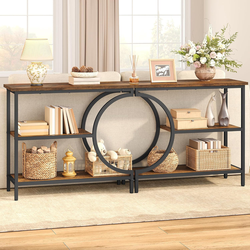 Hoctieon Console Table, 3-Tier Industrial Entryway Table with Storage, Hallwa...