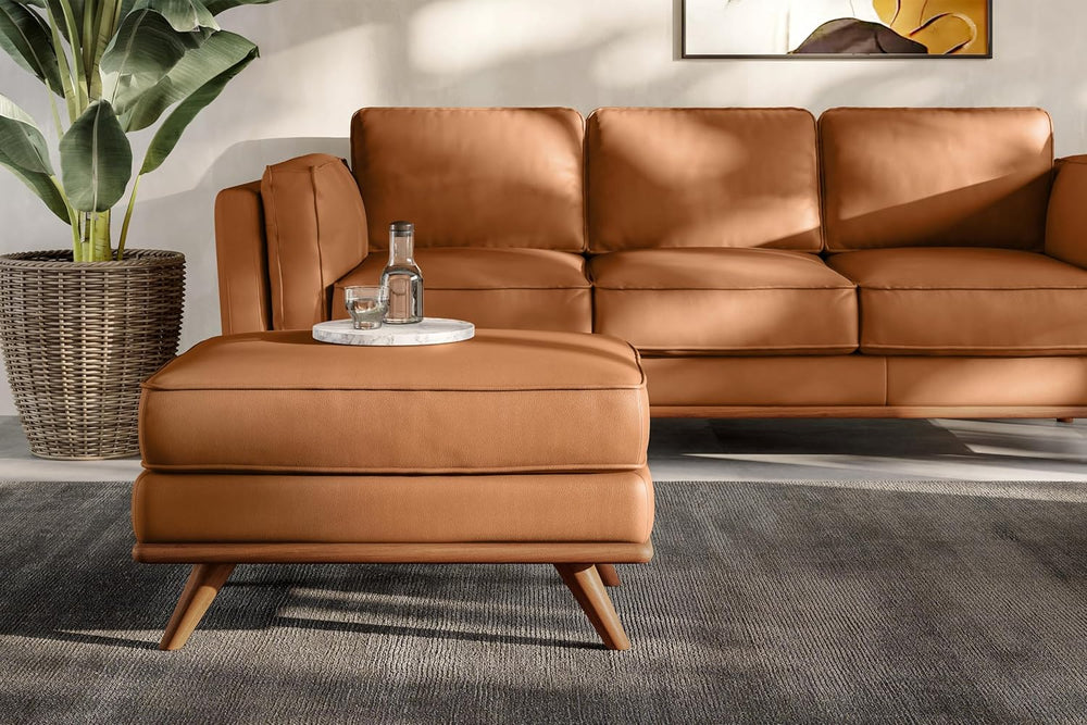 Valencia Artisan Ottoman Italian Nappa 11000 Top Grain Leather, Perfect Balan...