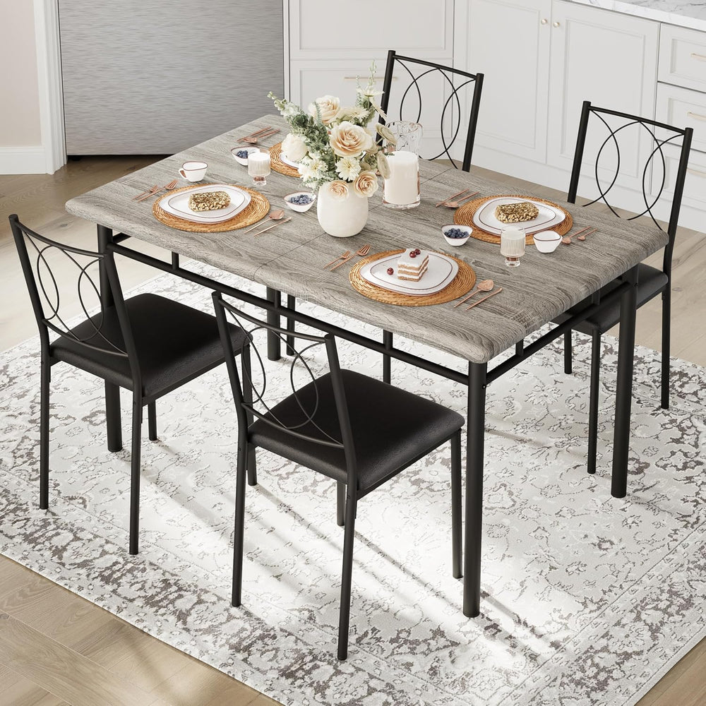 Garvee Dining Table Set for 4, Small Kitchen Table with Upholstered Chairs | ...