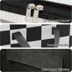Black and White Checkered Clothes Storage Bins, 100L Large Blanket Storage Bags 3 Pack, Closet Organizers and Storage Containers for Comforters, Bedding, Foldable Organizer with Handle