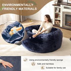Bean Bag Chair for Adults Soft Comfy Bean Bag for Adults, Cozy Reading Chair, Large Round Bean Bag Couch, Versatile Living Room & Bedroom Chairs (Blue, 4FT)