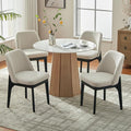 VKNOW Wooden Dining Chairs Set of 4, Upholstered Dining Room Chairs with Rubberwood Legs and Padded Seats, Kitchen Chairs for Restaurant Kitchen Living Room, Khaki
