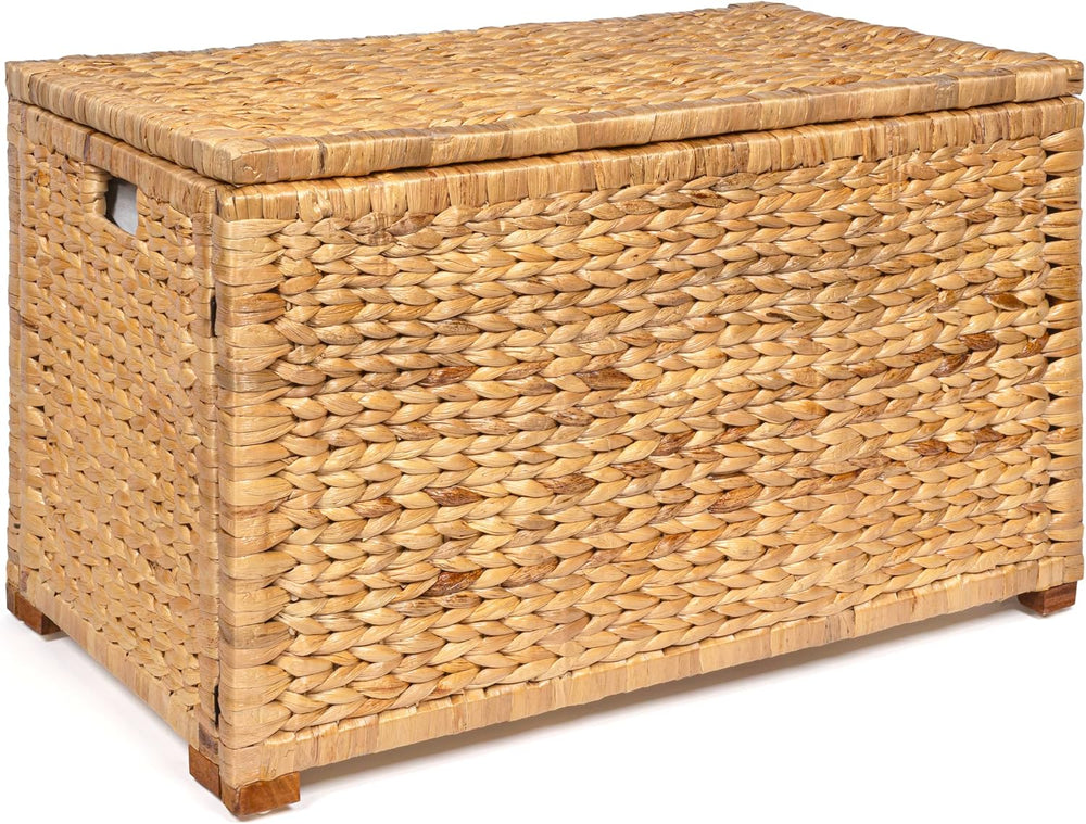 happimess HPM9005A Anada Wicker Weave 30" Storage Trunk, Wooden Frame/Wa...