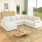 83.5" Sectional Sleeper Sofa with Pull Out Couch, Modern 5 Seat L Shaped Modular Couch, Sectionals Modular Sofa with Storage, Comfy Sectional Couches for Living Room & Apartment, Light Beige