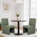 Green Upholstered Dining Chairs Set of 2, Kitchen & Dining Room Chairs, Mid Century Modern Chairs, Linen Dining Chairs with Wooden Frame, Fabric