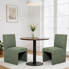 Green Upholstered Dining Chairs Set of 2, Kitchen & Dining Room Chairs, Mid Century Modern Chairs, Linen Dining Chairs with Wooden Frame, Fabric
