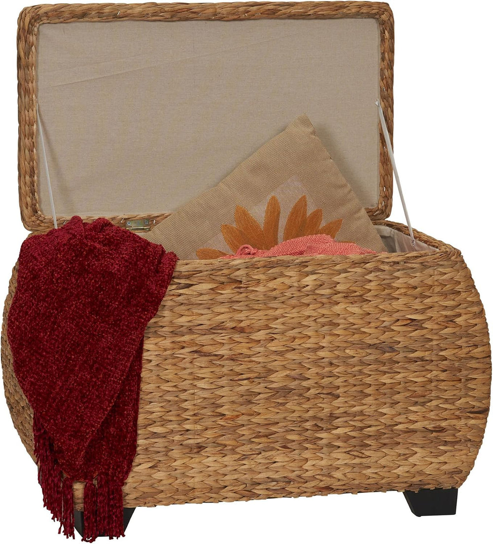 Household Essentials Large Curved Wicker Storage Chest with Liner | Water Hya...