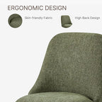 Swivel Dining Chairs Set of 1, Upholstered Mid Century Modern Deskchair with High Back, Linen Fabric Kitchen Chairs for Dining Room, Bedroom, Dressing Room, Green