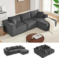 97" Modular Sectional Sofa, L-Shaped Boneless Couch with Deep Seat, Cozy Cloud Couch Sectional with Convertible Ottoman, Modern Sectional Couches for Living Room（ Grey）