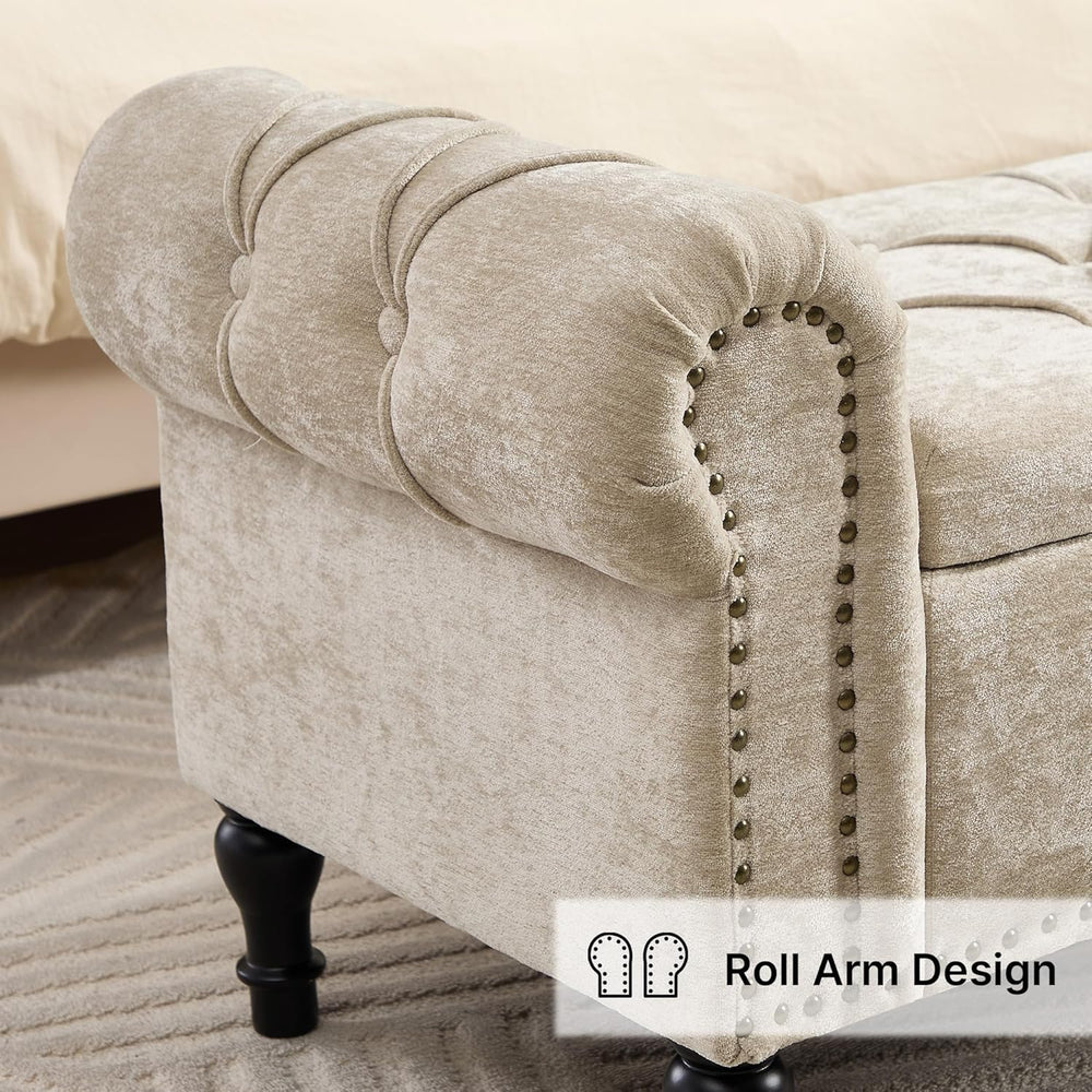 Storage Bed Bench for Bedroom, Chenille 67" End of Bed King Size Benches...