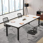 Tribesigns 6.5FT Conference Table, 78.7 Inche Rectangle Meeting Seminar Table, Large Business Tables for 6-8 People (Only Table) (White+Black)