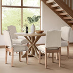 Yaheetech Upholstered Dining Chairs Set of 4 Classic Fabric Kitchen Chairs with Nailhead Trim and Wooden Legs for Dining Room/Living Room/Restaurant/Apartment, Beige