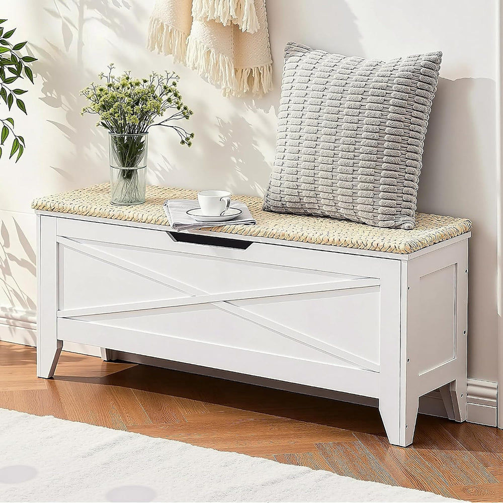 VECELO 43.3" Storage Bench, Entryway Shoe Ottoman, Farmhouse Style Bench...