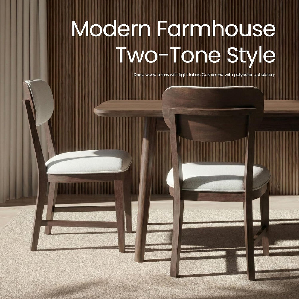 COLAMY Solid Wood Dining Chairs Set of 6, Mid Century Modern Upholstered Kitc...