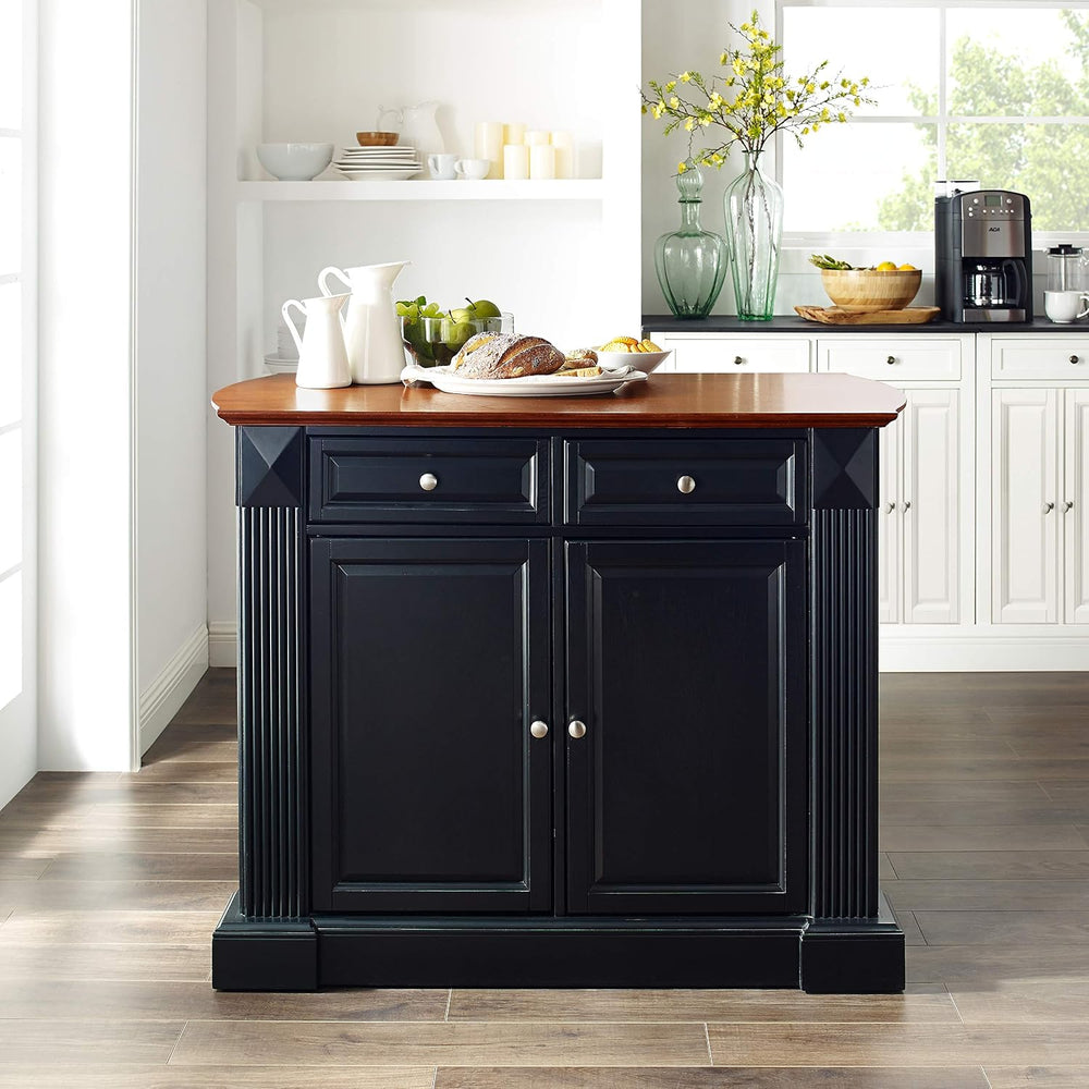 Crosley Furniture Drop Leaf Kitchen Island/Breakfast Bar, Black