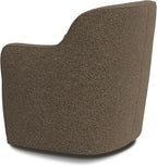 Upholstered 360° Barrel Back Swivel Chair | Accent Chairs for Living Room & Bedroom | Decorative Home Furniture, Brown Boucle