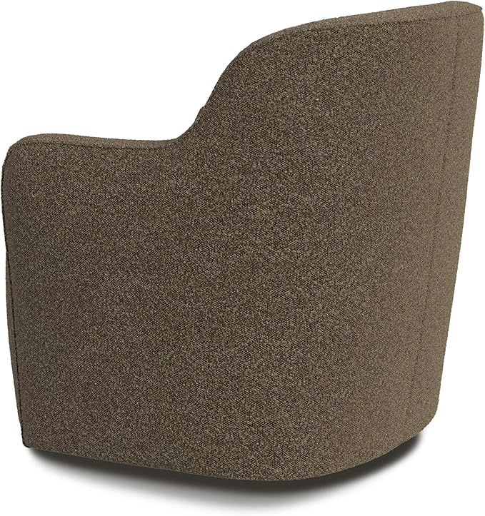 Upholstered 360° Barrel Back Swivel Chair | Accent Chairs for Living Room & Bedroom | Decorative Home Furniture, Brown Boucle