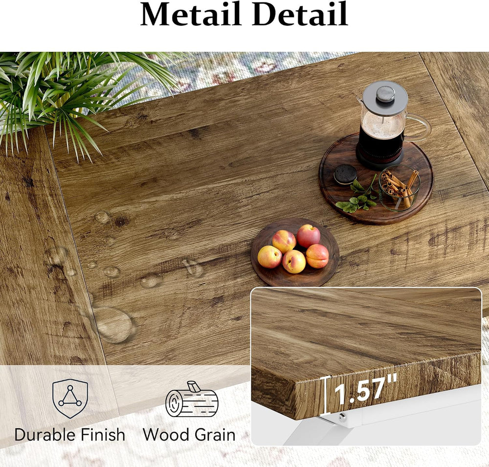 70.8 Inch Rectangular Dining Table for 6-8 People, Farmhouse Kitchen Table wi...
