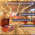 Wooden Watch Box for Men & Women, Watch Organizer & Display Case, Premium Long-Lasting Watch Holder, Elegant Gift for Watch Collectors (Wood Top, 3 Slots)